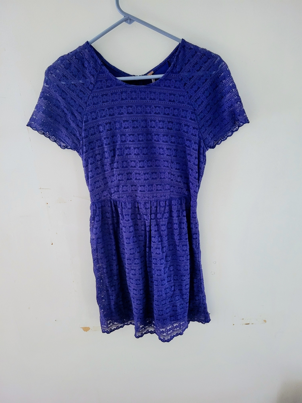 Free People Purple Lace Short Sleeve Casual Dress